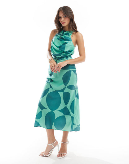 Verde Visions Draped Midi Dress