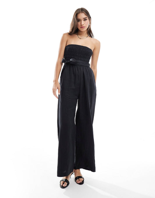 Midnight Elegance Strapless Jumpsuit